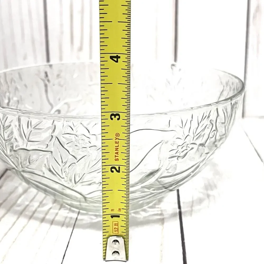 Vintage KIG Indonesia Clear Floral Glass Round Serving Bowl Set of 2 NEW!!!